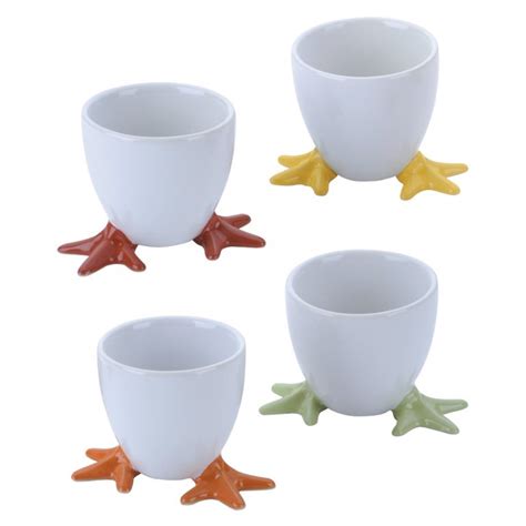 Set Of 4 Chicken Feet Egg Cups Assorted Colours The Drh Collection