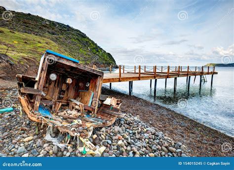 Stranded Fishing Boat Wreck Stock Image Image Of Decay Beached