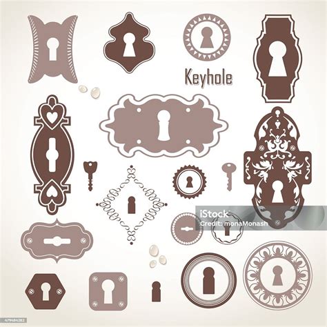 Vector Illustration Of Vintage Keyholes Keys Stock Illustration