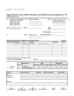 Fillable Online Utilities Tamu SUBMITTAL LETTER Fax Email Print PdfFiller