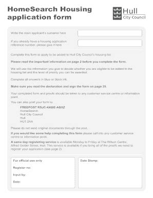 Fillable Online Hullcc Gov HomeSearch Application HomeSearch