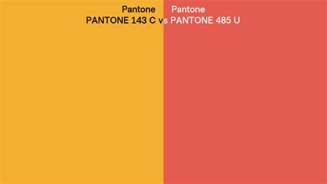 Pantone 143 C Vs PANTONE 485 U Side By Side Comparison