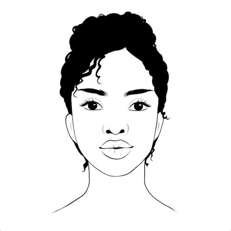 Portrait De Vecteur De Belle Femme Afro Américaine En Noir Et Blanc