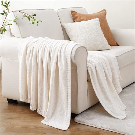 Amazon BATTILO HOME White Throw Blanket For Couch Cream Throw