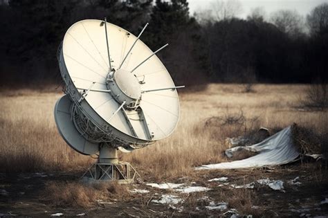 Una Vieja Antena Parabólica Y Un Receptor De Ondas De Radio Abandonados