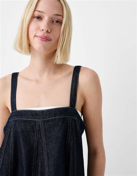 Denim Baby Doll Dress Women Bershka