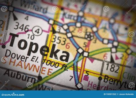 Topeka, Kansas on map stock photo. Image of closeup, colorful - 93001262