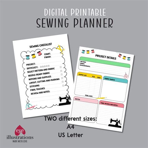 Sewing Project Planner Printable Sewing Checklist 2 Pages 