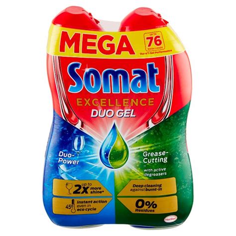 Somat Excellence Duo Gel Grease Cutting 2 X 684ml Tesco Groceries