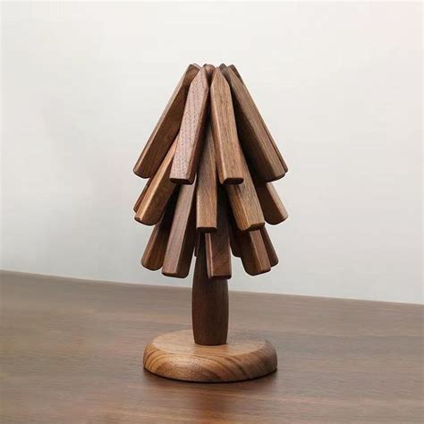 Set Wooden Trivets For Hot Dishes Insulation Pad Tree Shape Trivet Set Coaster For Teapot Hot