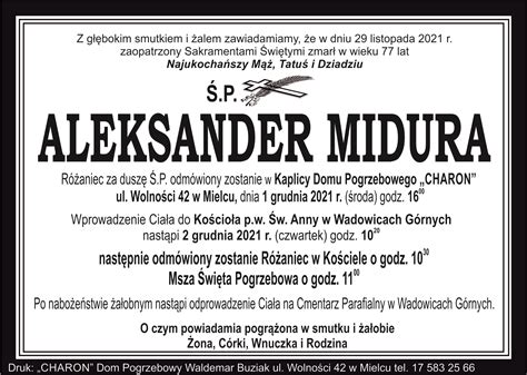 P Aleksander Midura Dom Pogrzebowy Charon Waldemar Buziak