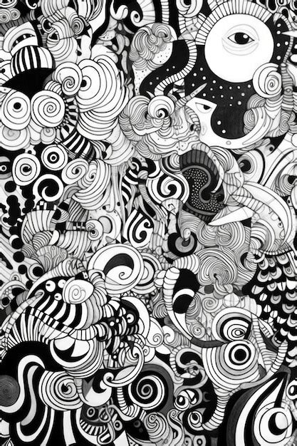 Premium Photo | Abstract black in white doodle