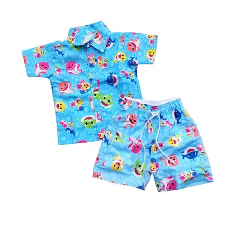 Baby Shark Mauricinho Roupa Conjunto Tem Tico Bebe Menino Shopee Brasil