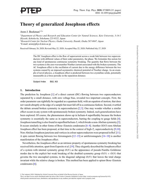 PDF Theory Of Generalized Josephson Effects