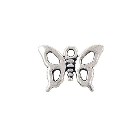 Butterfly Charm X Mm Pewter Antique Silver Plated Pc