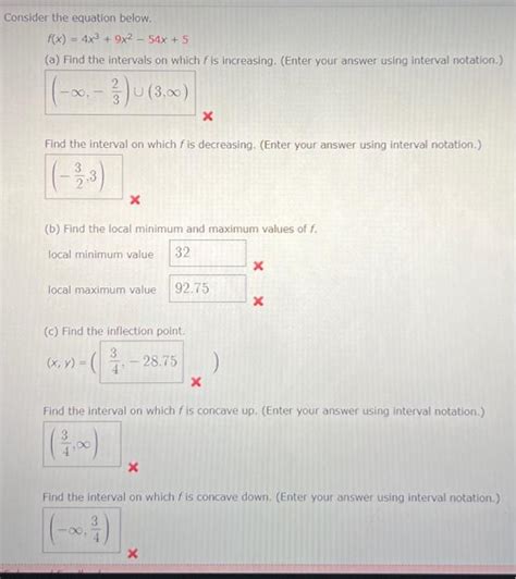 Solved Consider The Equation Below Fx4x39x2−54x5 A