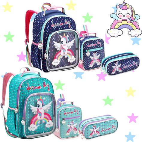 Mochila Escolar Infantil Menina Unic Rnio Arco Ris Kit Refor Ada