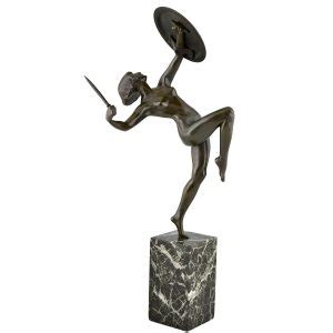 Art Deco Bronze Sculpture Nude Dagger Dancer Deconamic