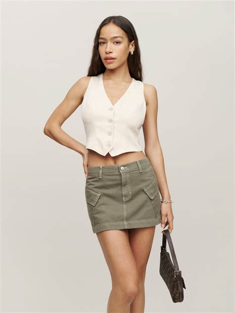 Reformation Nia Cargo Mini Skirt Army Editorialist