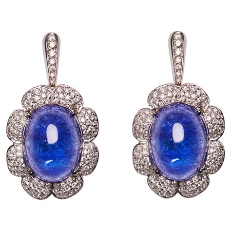 Effy Hematian 18 Karat White Gold Diamond And Tanzanite Victorian Drop