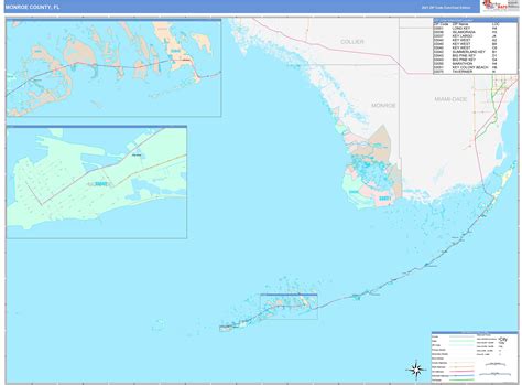 Monroe County, FL Wall Map Color Cast Style by MarketMAPS