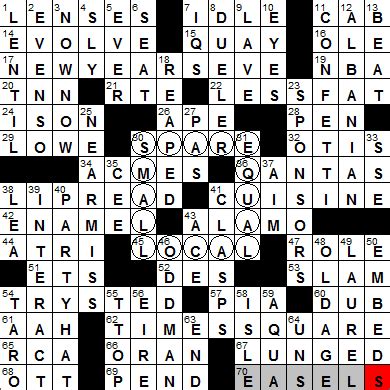 LA Times Crossword Answers 1 Jan 13, Tuesday - LAXCrossword.com