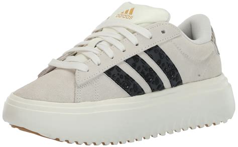 adidas Women's Grand Court Platform Suede Sneaker, Off White/Carbon