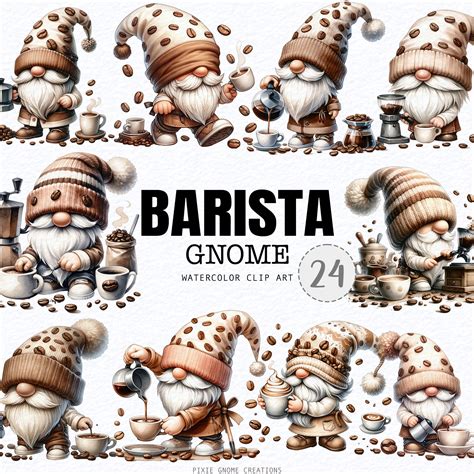 Watercolor Coffee Beans Lover Barista Gnome Coffee Gnomes Png Coffee