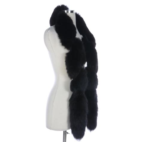 Dyed Fox Fur Boa Wrap With Tails Ebth