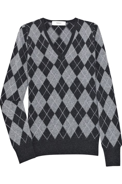 Pringle Of Scotland Cashmere Argyle Sweater In Gray Lyst