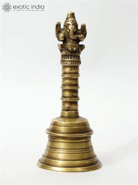 6 Lord Ganesha Bell Ghanti In Brass Exotic India Art