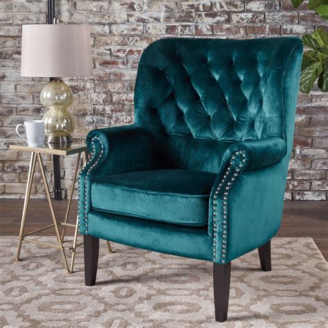 Noble House Taressi Velvet Club Chair,Teal - Walmart.com - Walmart.com