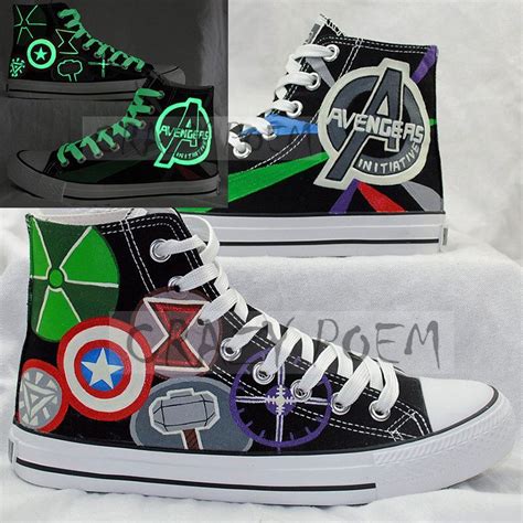 Popular Marvel Comic The Avengers Hand Paintied Canvas Shoes High Top