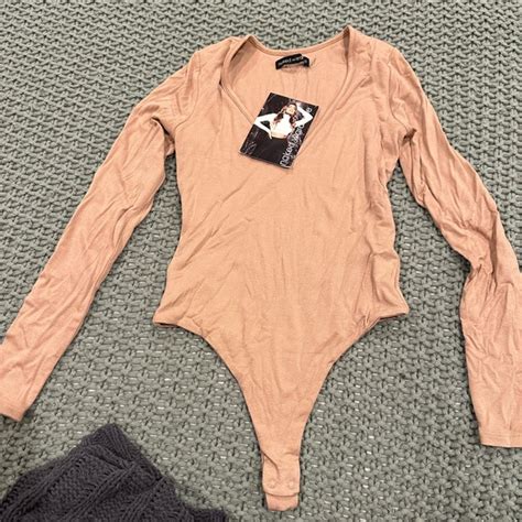 Naked Wardrobe Tops Naked Wardrobe Nw Deepv Long Sleeve Bodysuit