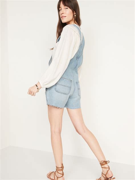 Slouchy Straight Workwear Cut Off Non Stretch Jean Short Overalls