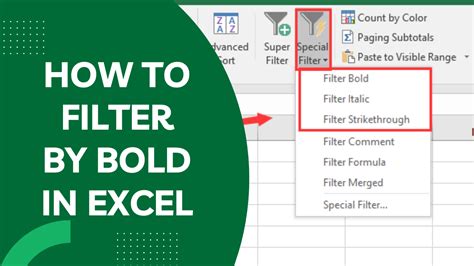 How To Filter By Bold In Excel Earn And Excel