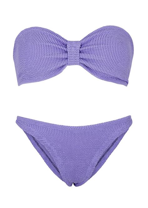 Hunza G Jean Seersucker Bikini In Purple Lyst