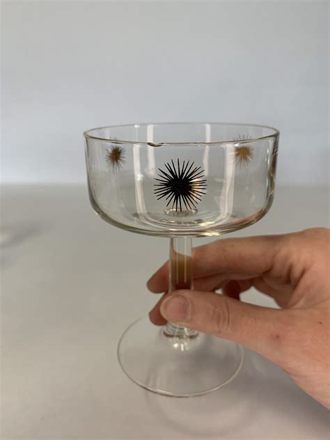 Vintage Gold Starburst Champagne Glasses Etsy