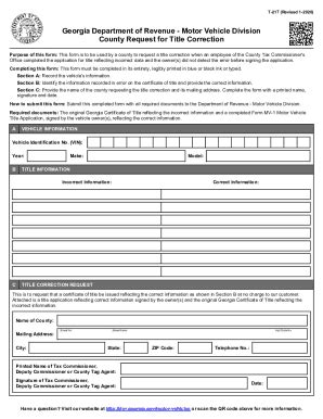 Fillable Online Motor Vehicle Division County Georgia Department