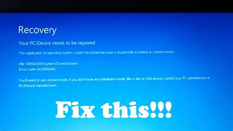 How To Fix Recovery Your PC Device Needs To Be Repaired Error Code