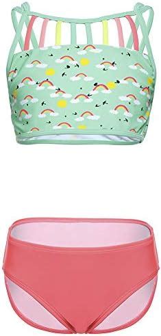 DUSISHIDAN DUSISHIDAN Bikini Kinder Mädchen Zweiteiliger Bademode Süß Badeanzug Zurück