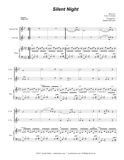 Silent Night Duet For Soprano And Alto Saxophone Arr Stephen Decesare