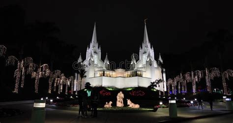 Christmas Lights Nativity San Diego LDS Mormon Temple Night 4K Stock Footage - Video of historic ...