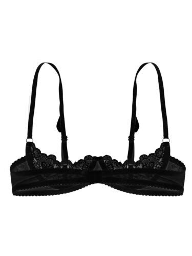 Le Donne Sexy Mezza Coppa Reggiseni Capezzolo Aperto Lingerie In Pizzo