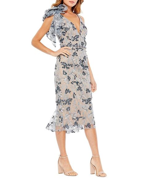 Mac Duggal Floral Midi Cocktail Dress In White Lyst