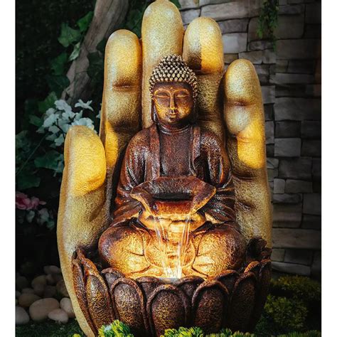 Divine Buddha Plam Beige Indoor Water Fountain Wallmantra