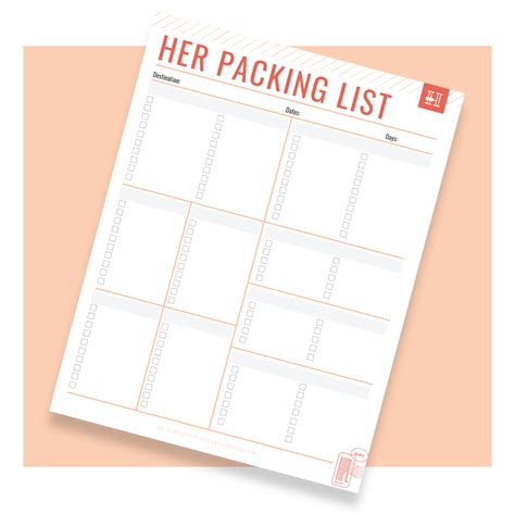 Packing Checklist Template Her Packing List