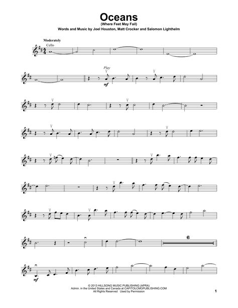 Oceans Where Feet May Fail By Hillsong United Sheet Music For Violin