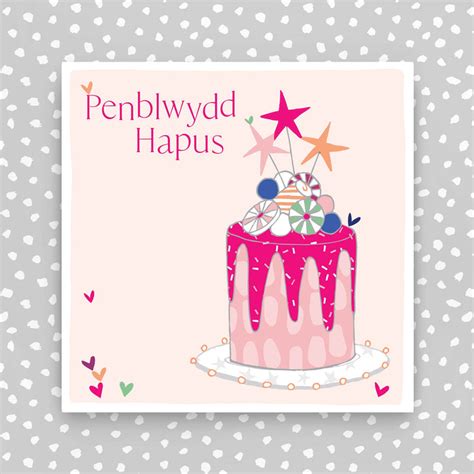 Greeting Card Regionwelsh Penblwydd Hapus Happy Birthday Per19