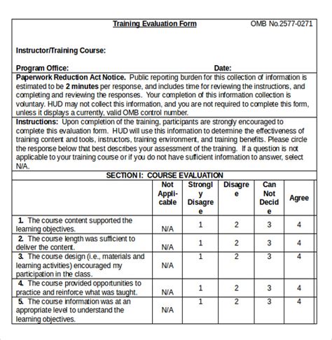 Free 7 Training Evaluation Forms In Pdf Word